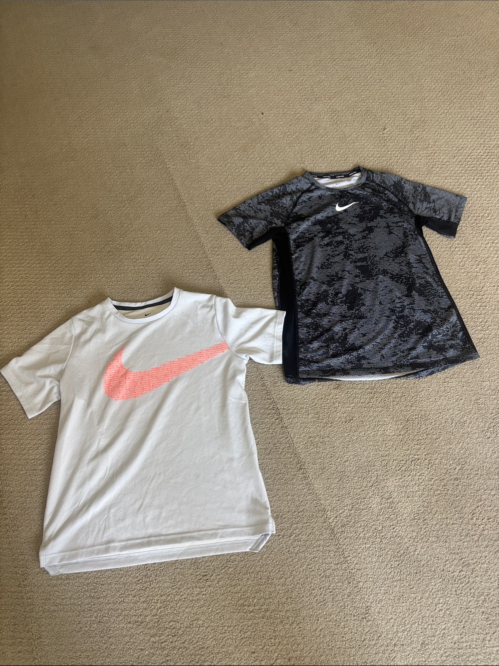 Nike Kids' White Tee with Pink Swoosh